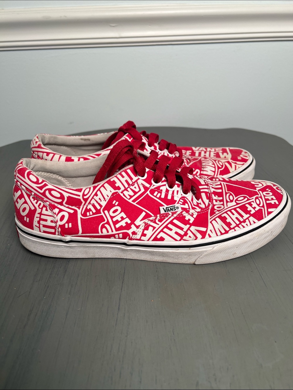 Vans Red & White 'Off The Wall' Logo Low-Top Sneakers